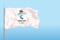 Beijing, China, February 2022, XXIV Winter Olympics Games flag with logotype, vector, editorial.