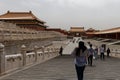 Beijing / China - 05/01/2018: Forbidden City compound, yards, buidlngs and decorative details.