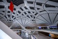 BEIJING, CHINA - JAN 1, 2020. Big China flag in Terminal hall of Beijing Daxing International Airport