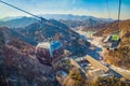 The cable car to the Great wall of China at Badaling site in Beijing, China