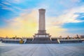 Monument to the People`s Heroes at Tiananmen Square, erected as a national monument of China to the