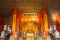 A throne inside Qianqinggong Palace of Heavenly Purity in Forbidden City Royalty Free Stock Photo