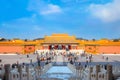 Lion sculptures at Qianqingmen gate - The Gate of Heavenly Purity in the Forbidden City Royalty Free Stock Photo