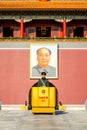 Unidentified Chinese military officer stand guards at the Tiananmen Gate