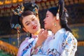 Unidentified Chinese women in Chinese traditional dress at the Forbidden City in Beijing China