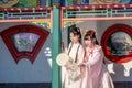 Chinese women in Chinese traditional dress at the Beijing Imperial palace