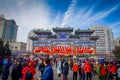 BEIJING, CHINA - 29 JANUARY, 2017: Attending new year celebration festival in temple of earth park, lots of red