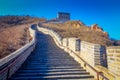 BEIJING, CHINA - 29 JANUARY, 2017: Extremely steep concrete steps leading up the great wall, beautiful sunny day Royalty Free Stock Photo