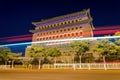 Night view of historic Zhengyang Gate in Qianmen street, Beijing, China Royalty Free Stock Photo