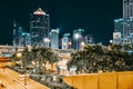 BEIJING, CHINA - MAY 20, 2015:Evening, night modern Beijing business quarter of the capital, the streets of the city with Royalty Free Stock Photo