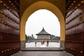 Beijing, China - May 26, 2018: The iconic hot-spot view of traveler walking to sea around Imperial Vault of Heaven Royalty Free Stock Photo