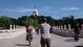 Beijing, China - May24,2020: People take photos in Beihai Park during coronavirus pandemic