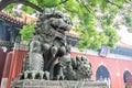 Beijing, China - May 20, 2018:View of the great lion and Lama Temple Yonghegong, temple and monastery of the Gelug school