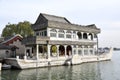 The Marble Boat in the northwest corner of Kunming Lake at The Summer Palace. 1755. Beijing, China. November 7, 2018. Royalty Free Stock Photo