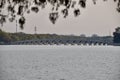 The Seventeen-Arch Bridge (Shiqikong Qiao) at The Summer Palace. Beijing, China. November 7, 2018. Royalty Free Stock Photo