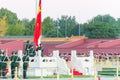 Flag Raising Ceremony of Tiananmen Square. a famous historic site in Beijing, China.