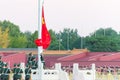 Flag Raising Ceremony of Tiananmen Square. a famous historic site in Beijing, China.