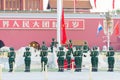 Flag Raising Ceremony of Tiananmen Square. a famous historic site in Beijing, China.