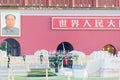 Flag Raising Ceremony of Tiananmen Square. a famous historic site in Beijing, China.