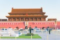 Morning View of Tiananmen Square. a famous historic site in Beijing, China.
