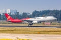 Shenzhen Airlines Airbus A330-300 airplane Beijing Capital Airport in China Royalty Free Stock Photo