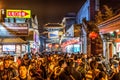 BEIJING China 23.02.2019 People crowd famous Wangfujing snack street during night in Peking