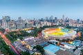 Beijing, China skyline and stadium Royalty Free Stock Photo