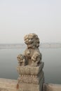 Beijing, China stone lions on lugou bridge