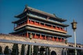 Beijing, China at the Zhengyangmen Gatehouse in Tiananmen Square Royalty Free Stock Photo