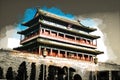 Beijing, China at the Zhengyangmen Gatehouse in Tiananmen Square Royalty Free Stock Photo