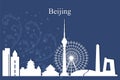 Beijing city skyline silhouette on blue background Royalty Free Stock Photo