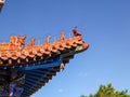 Beijing - A close up on the rooftop of a pavilion in Summer Palace in Beijing, China. The roof has orange tiles Royalty Free Stock Photo