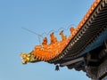 Beijing - A close up on the rooftop of a pavilion in Summer Palace in Beijing, China. The roof has orange tiles Royalty Free Stock Photo