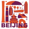 Beijing culture travel set, Chinese famous architectures, China in flat design. Business travel and tourism concept clipart. Image Royalty Free Stock Photo