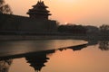 Beijing Forbidden City and reflection at sunset