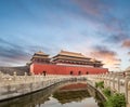 Beijing forbidden city in sunset Royalty Free Stock Photo