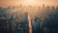 Beijing futuristic skyline glows at dusk in panoramic view generated by AI