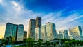 Beijing Guomao CBD skyline sunset, night city Royalty Free Stock Photo