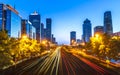 Beijing Guomao CBD skyline sunset, night city Royalty Free Stock Photo