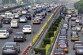 Beijing heavy traffic jam and cars