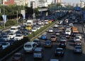 Beijing heavy traffic jam and cars