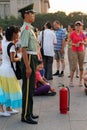 BEIJING - July 3: a soldier stands guard at the Tiananmen square