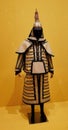 Beijing National Palace Museum Qing Emperor Xianfeng`s Armour Suit with Gold Woven Brocade Herringbone Patterns Gold Plates