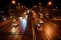 Beijing at night, driving cars on a busy road in the city