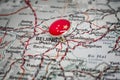 Beijing pinned on a map with flag of China Royalty Free Stock Photo