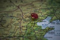 Beijing pinned on a map with flag of China Royalty Free Stock Photo