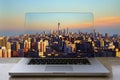 Beijing skyline in laptop computer Royalty Free Stock Photo