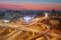 Beijing skyline traffic night, China