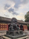 Beijing Summer Palace main gate and stone lion, China Royalty Free Stock Photo