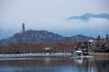 Beijing Summer Palace winter snow view, China